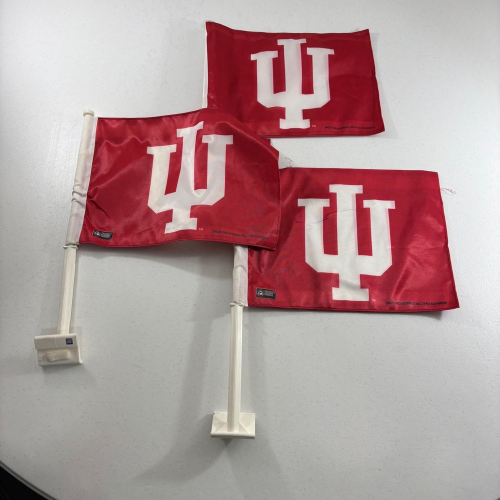 Indiana Hoosiers Car Flags Set of 3 Rico Industries IU Crimson White FG200104